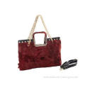Customized Red / Black Fur Bag Womens Designer Handbags for